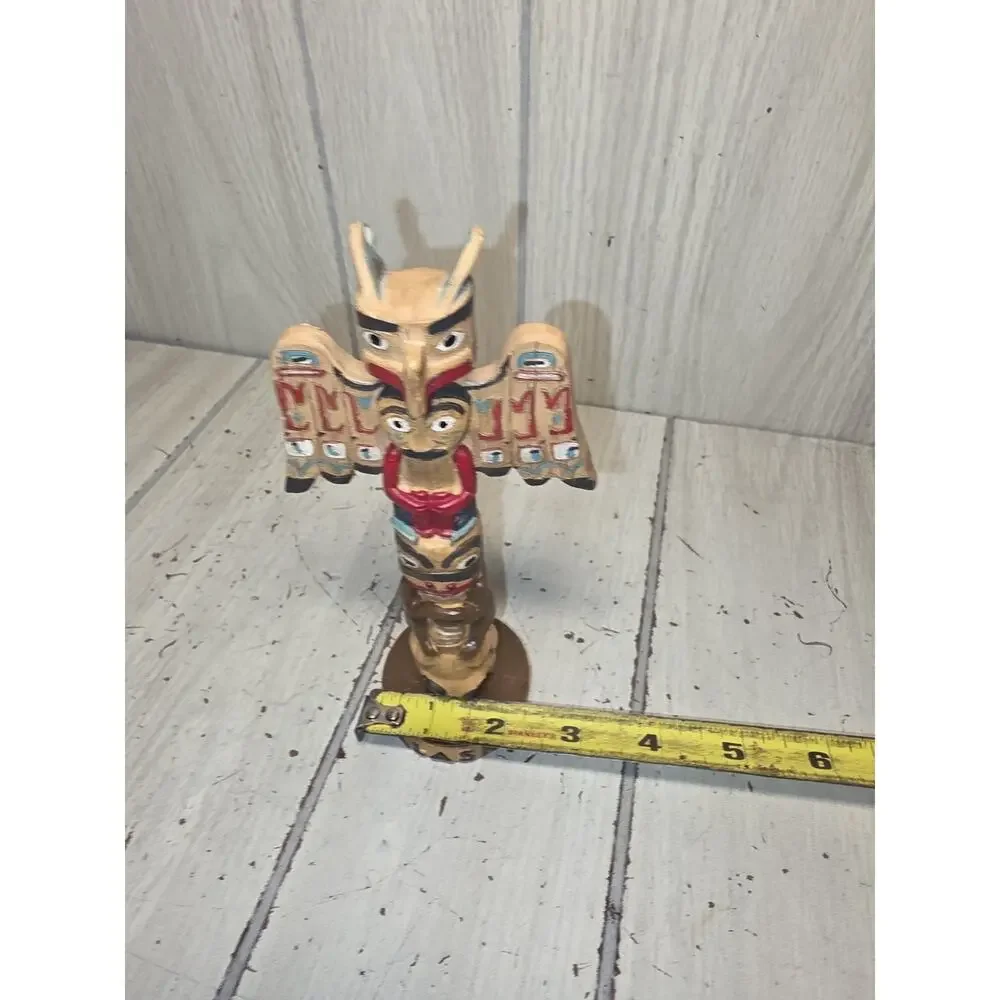 Vtg Alaska Totem Pole T-Bird Frog Bear Resin Golder image, Inc. 7.5” Tall